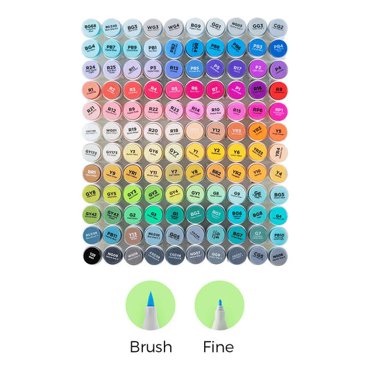 Ohuhu Honolulu B 120 Colors Dual Tips Alcohol Art Markers, Brush & Fine